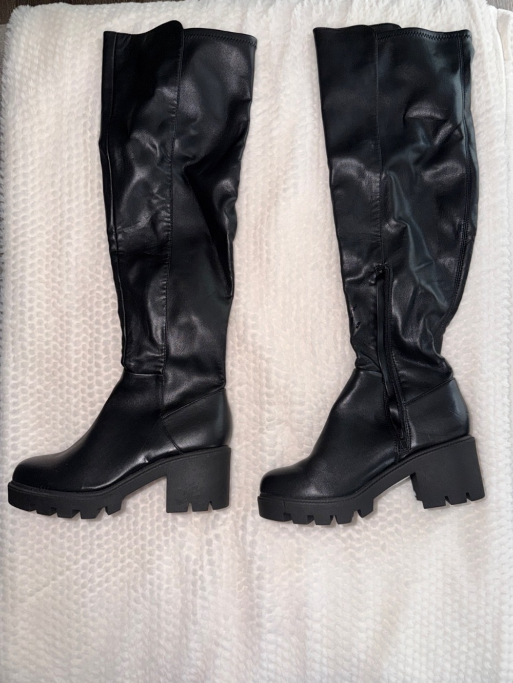 DV by Dolce Vita Black Over-the-Knee Lug Platform Boots